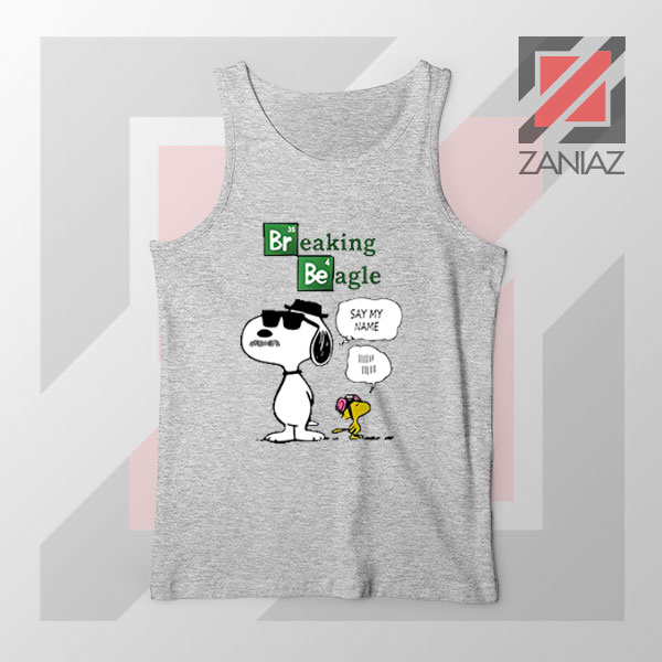 Funny Snoopy Say My Name Grey Tank Top