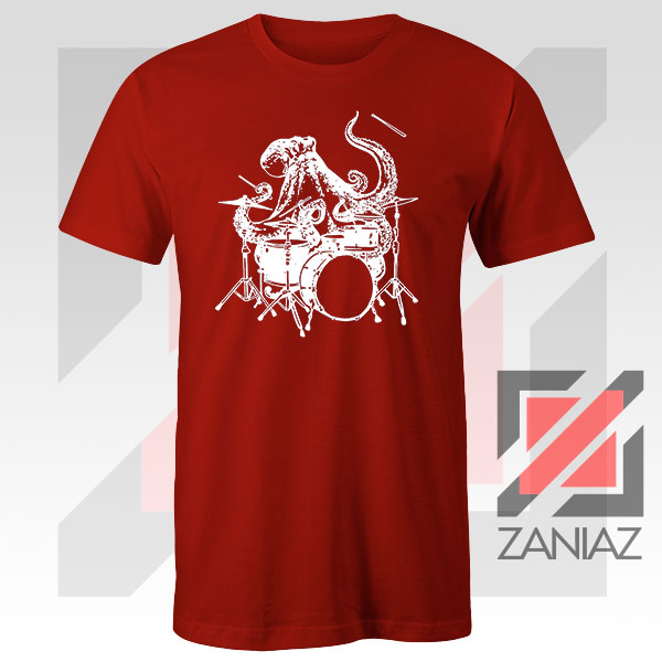 Octopus Drummer Red Tshirt