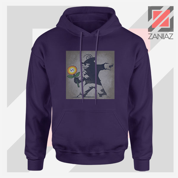 Banksy Flower Street Art Navy Blue Hoodie
