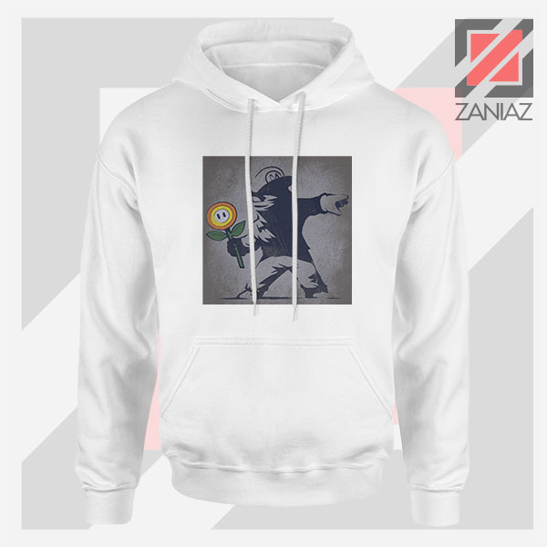 Banksy Flower Street Art White Hoodie