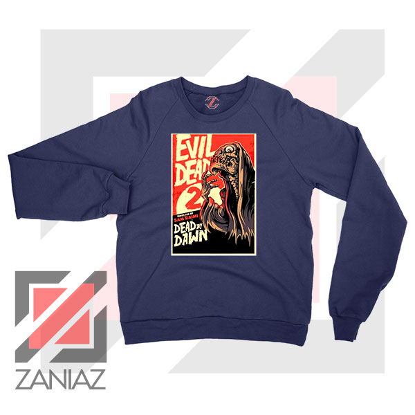 Evil Dead 2 Skeleton Horror Navy Blue Sweater