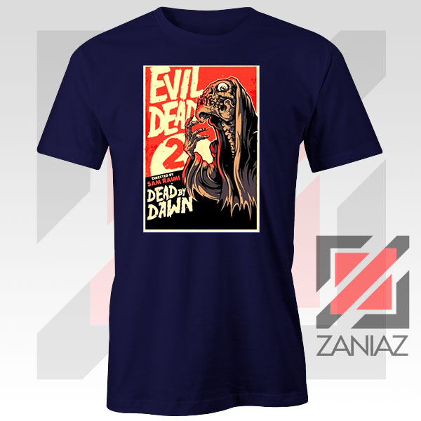 Evil Dead 2 Skeleton Horror Navy Blue Tee