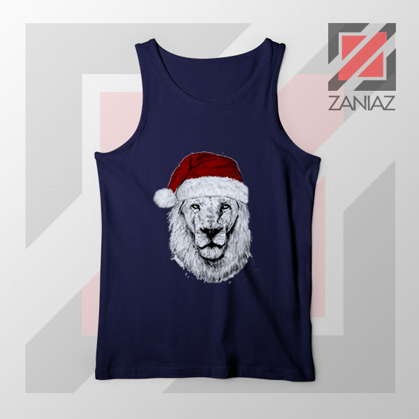 Father Christmas Lion Navy Blue Tank Top