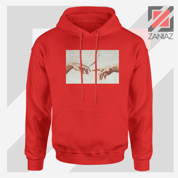 God Giving to Adam Design Red Hoodie