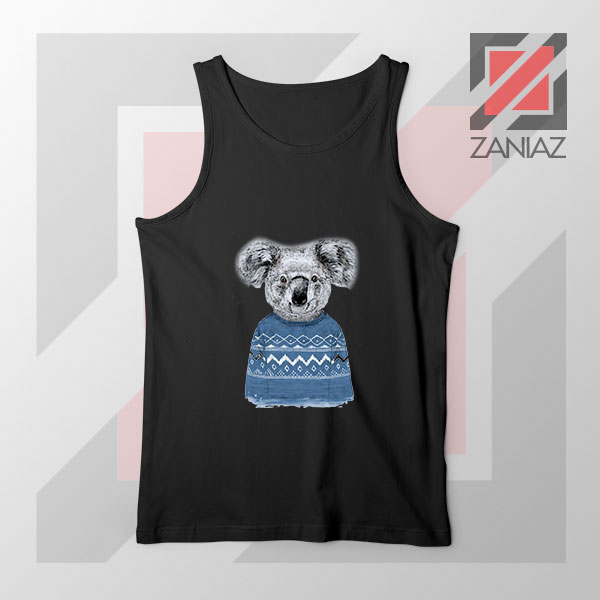 Winter Koala Christmas Black Tank Top