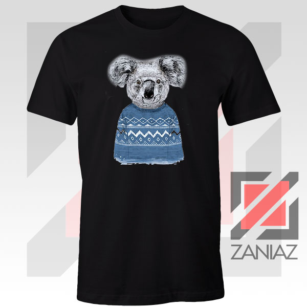 Winter Koala Christmas Black Tshirt