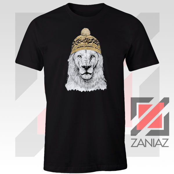 Winter Lion New Graphic 1 Black Tshirt
