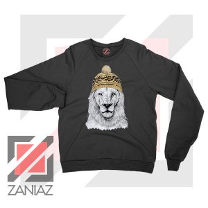 Winter Lion New Graphic 2 Black Sweater
