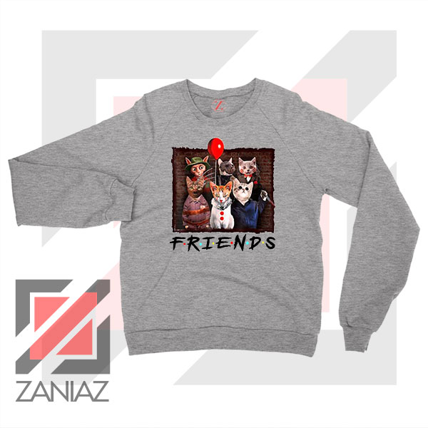 Friends Cat Horror Sport Grey Sweater