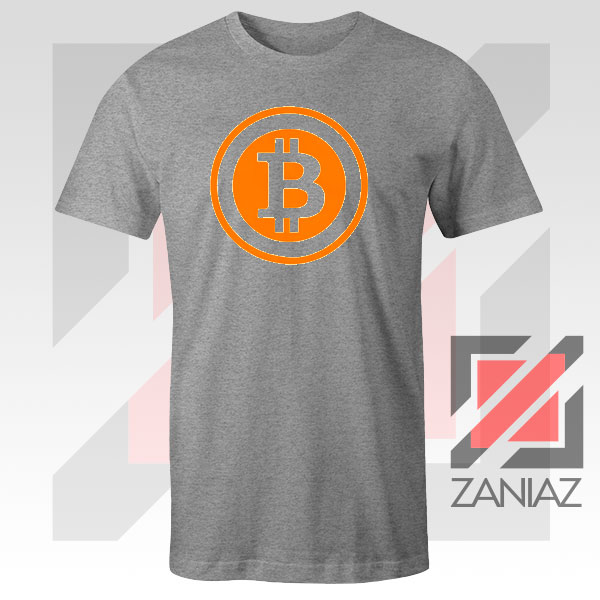 Bitcoin Currency Logo Sport Grey Tshirt