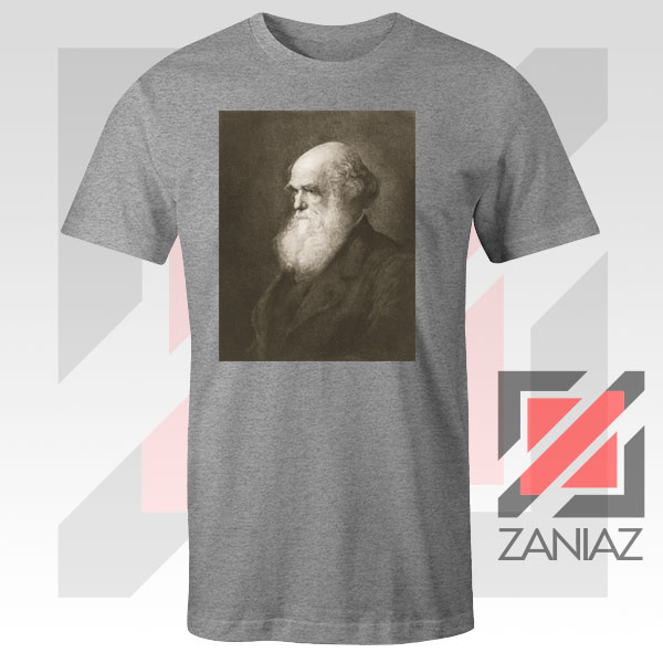 Charles Darwin Evolution Portrait Grey Tshirt