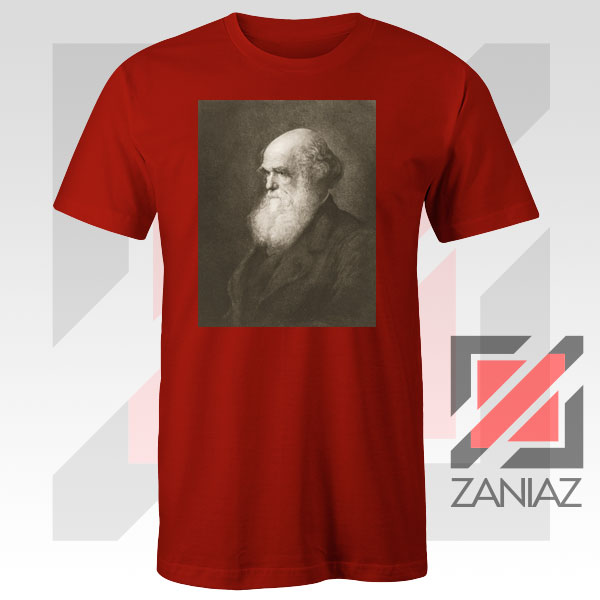 Charles Darwin Evolution Portrait Red Tshirt