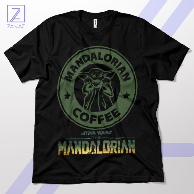 Baby Yoda Caffeinate in the Galaxy Black T-Shirt