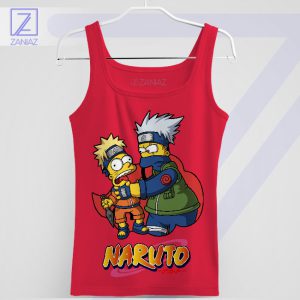Bart and Homer's Ninja Journey Red Tank Top