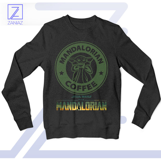 Coffee and Cuteness Baby Yoda Black Sweatshirt