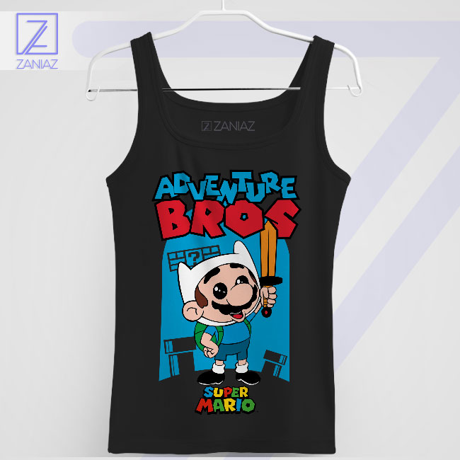 Game On Mario Adventure Time Black Tank Top