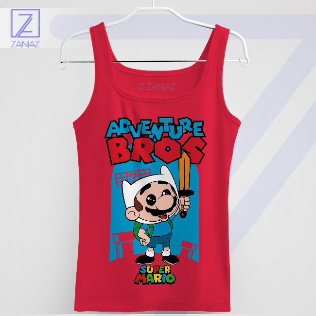 Game On Mario Adventure Time Red Tank Top