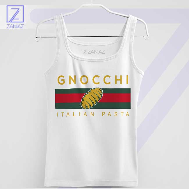 Gnocchi Pasta Fashion Parody Fashion White Tank Top