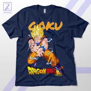 Goku Super Saiyan Kamehameha Attack Navy T-ShirtGoku Super Saiyan Kamehameha Attack Navy T-Shirt