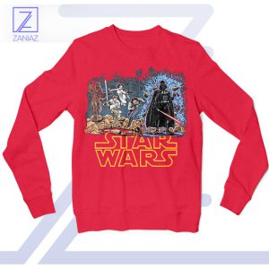 Iconic Star Wars Characters Fan Art Red Sweatshirt