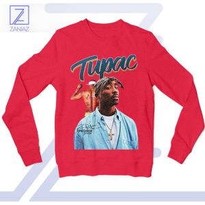 Iconic Tupac 71-96 Signature Rest in Power Red Sweatshirt