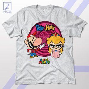 Join Billy and Mandy in Mario Bros Style Sport Grey T-Shirt
