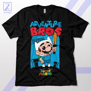 Mario Bros Style Adventure Time Black T-Shirt