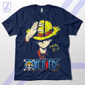 Monkey D Luffy Signature Pirate King Navy T-Shirt
