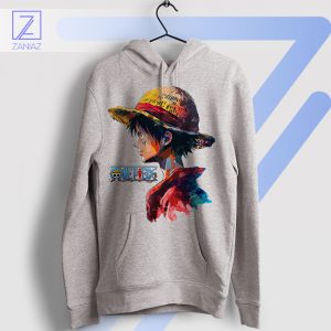 One Piece Masterpiece Luffy with Straw Hat Sport Grey Hoodie