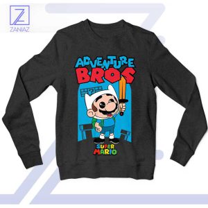 Pixel Perfect Mario Adventure Time Black Sweatshirt