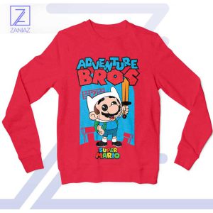 Pixel Perfect Mario Adventure Time Red Sweatshirt
