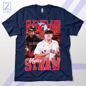 Speedy Myles Straw Cleveland Guardians Navy T-Shirt