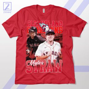 Speedy Myles Straw Cleveland Guardians Red T-Shirt