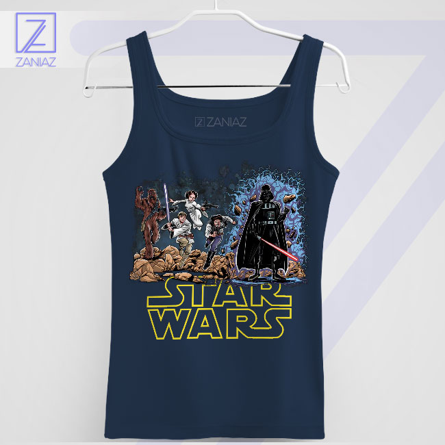 Star Wars Heroes vs Villains Retro Style Navy Tank Top
