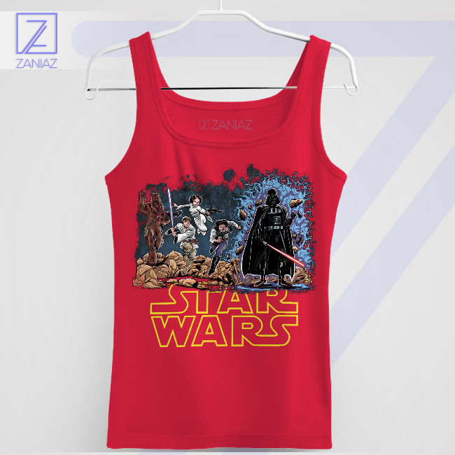 Star Wars Heroes vs Villains Retro Style Red Tank Top
