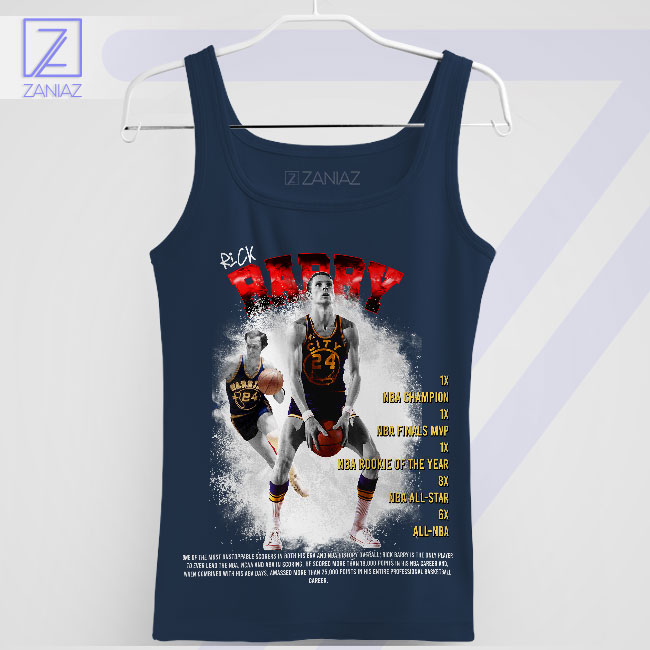 The Art of Scoring Rick Barry Basketball Navy Tank Top