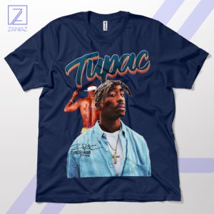Tupac 71-96 Signature Remembering a Legend Navy T-Shirt