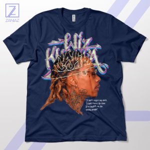 Wiz Khalifa QuoteNo Regrets Just Lessons Navy T-Shirt