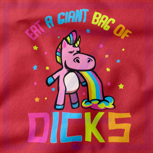 Eat A Giant Bag Of Dicks closeup Tshirt - Funny Unicorn