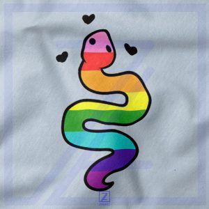 Gay Pride Snake closeup Tshirt - Rainbow Flag