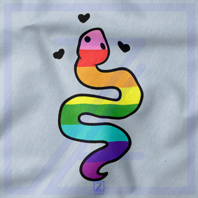 Gay Pride Snake closeup Tshirt - Rainbow Flag
