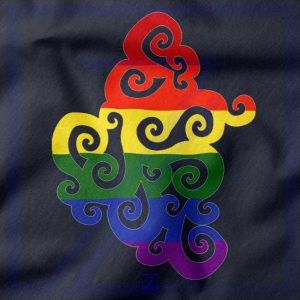 Swirly Pride closeup Hoodie - Rainbow Flag Merch