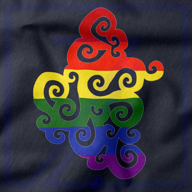 Swirly Pride closeup Hoodie - Rainbow Flag Merch