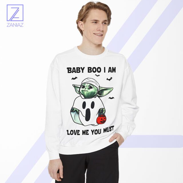Baby Yoda Saying Boo Cute Sci-Fi Halloween Tee