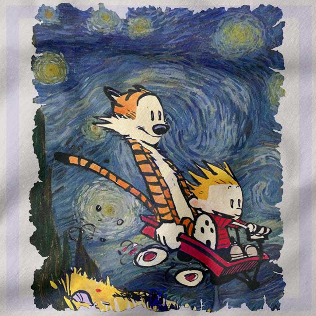 Calvin and Hobbes Stary Night closeup Hoodie - Comic Strip