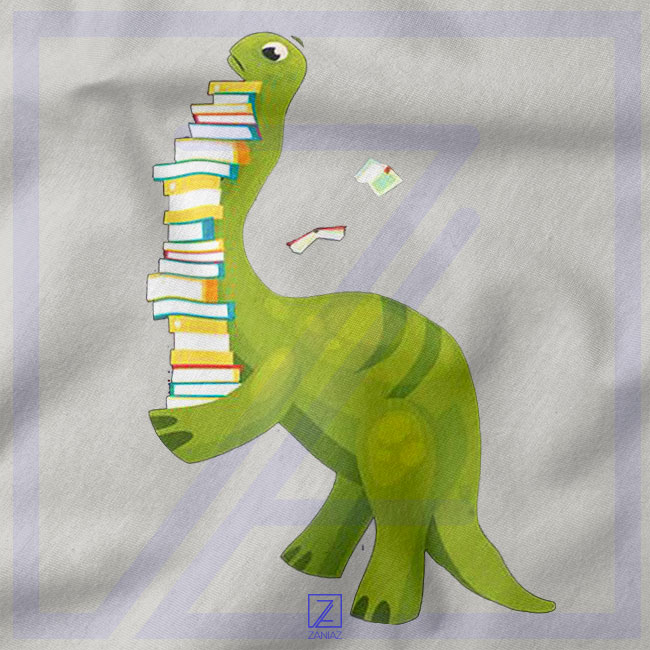 Dinosaur Reading closeup Tshirt - Buy Librarian