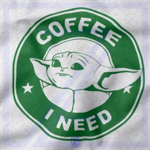Grogu Need Coffee closeup Tshirt - Buy Disney Plus