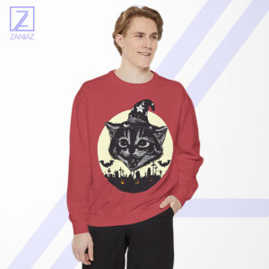 Halloween Black Cat Sweatshirt - Pumpkin Bat