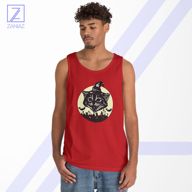 Halloween Black Cat Tank Top - Pumpkin Bat