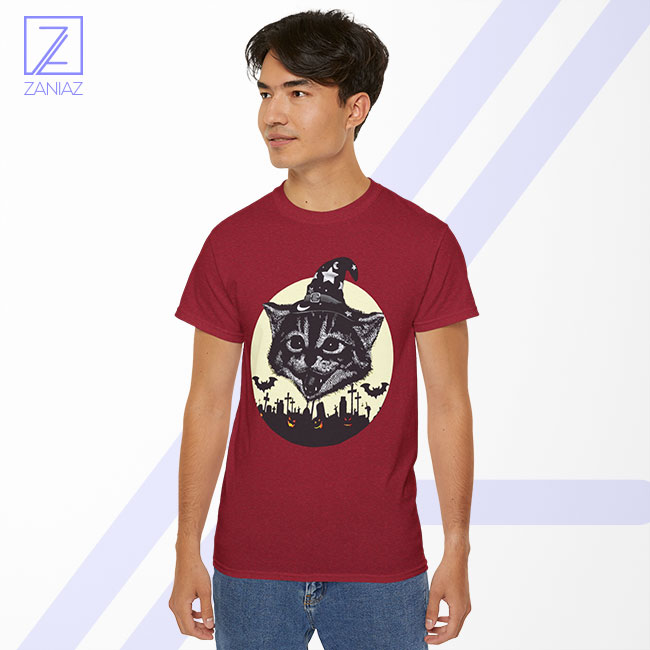 Halloween Black Cat Tshirt - Pumpkin Bat